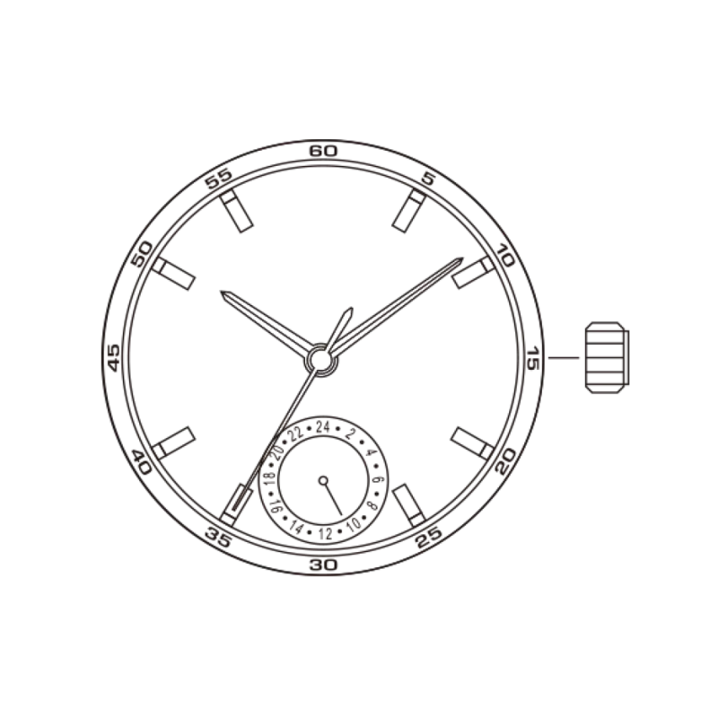 Ruch wielofunkcyjny zegarek Miyota 6 p28 Cal.6P28, ruch wielofunkcyjny 1 oko (24 godziny). Rozmiar: 10 1/2 ''do wysokości: 3.45mm