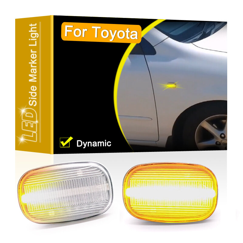12V Clear Lens Dynamic LED Side Marker Lamp Assembly For Toyota Liteace MR2 Probox Picnic Previa Porte Paseo Turn Signal Light