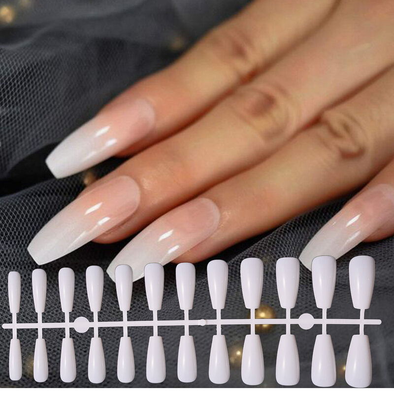 120Pcs Nature Long Coffin Press On Nails Long Ballerina False Nails Full Cover Artificial Resuable Fake Nails DIY Manicure Tool*