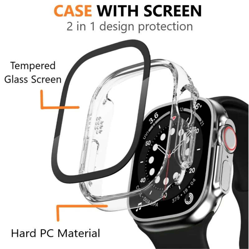 Glazen + Hoesje Voor Apple Watch Ultra 2 49Mm Smartwatch Case Schermbeschermer Bumper Gehard Beschermhoes Voor Iwatch Ultra 49Mm