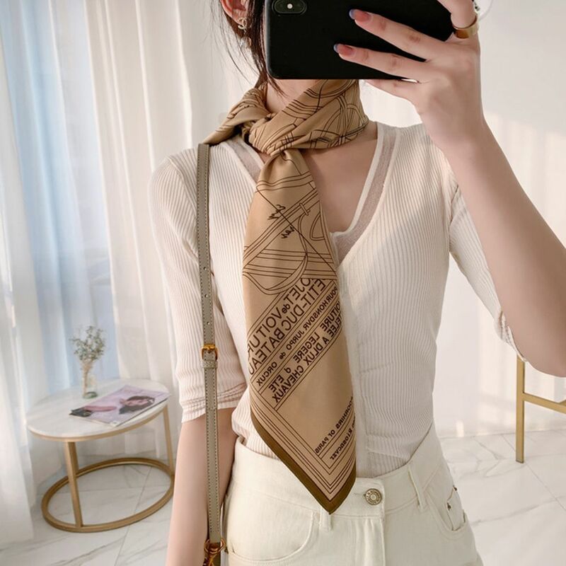 Manico borsa nastri asciugamano quadrato temperamento stile coreano fazzoletto da collo donna sciarpa fascia per capelli fascia stile pastorale