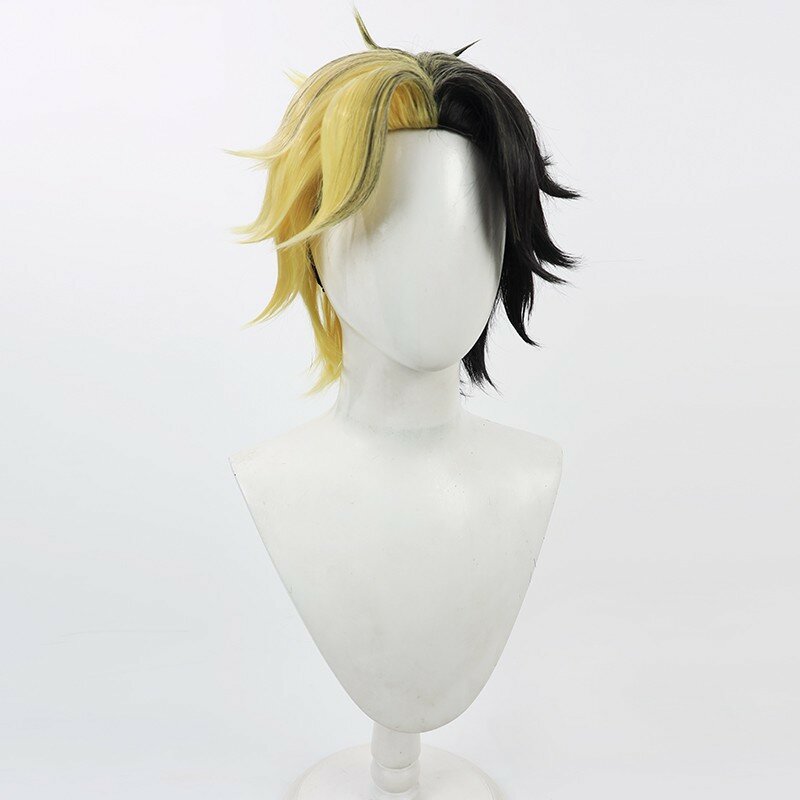 Anime Mashle Magic and Muscles Rayne Ames Cosplay Wigs Adult Unisex Heat Resistant Synthetic Black Yellow Hair Party Accessory