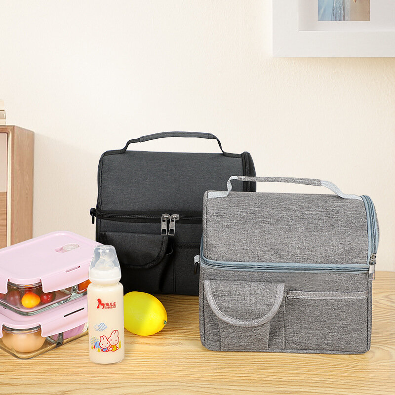 Portable Lunch Bag Thermal Insulated Lunch Box Tote Cooler Handbag Bento Pouch Dinner Container Outdoor Food Storage Bags