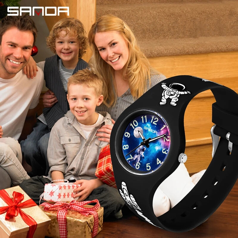 Silicone fluorescente ao ar livre relógios de pulso para crianças, impermeável, novo Starry Sky Student relógios, Sanda Fashion, Top Brand, 6098, simples