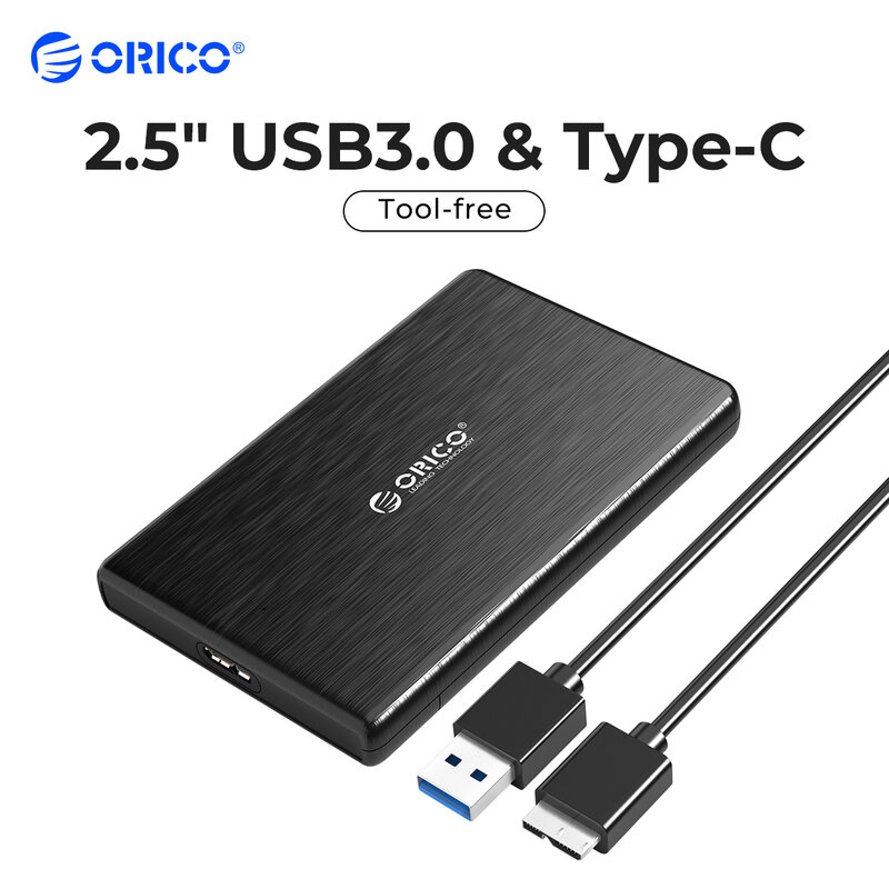 ORICO-타입-C USB3.0 하드 드라이브 인클로저, 2.5 인치 SSD 디스크 HDD 케이스 지원 UASP HD 외장 하드 디스크