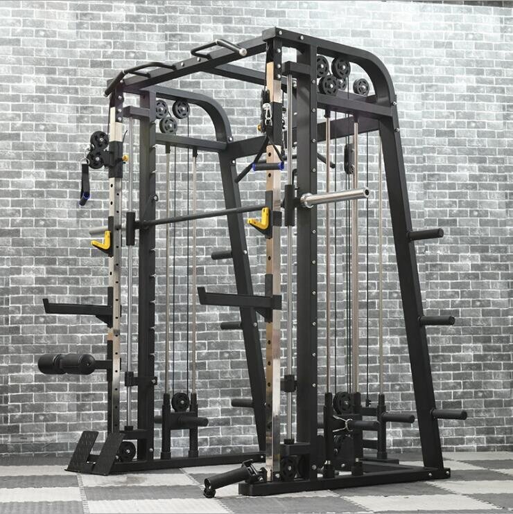 Equipamento detalhado do Gym da aptidão do treinamento do uso home, máquina de Smith, cremalheira do agachamento, Multi-Funcional