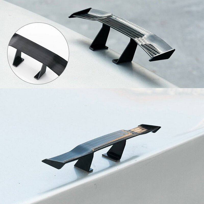Universal Mini Carbon Fiber Pattern Spoiler, Car Rear Tail Wing, Auto Acessórios de Decoração Exterior, 17 centímetros