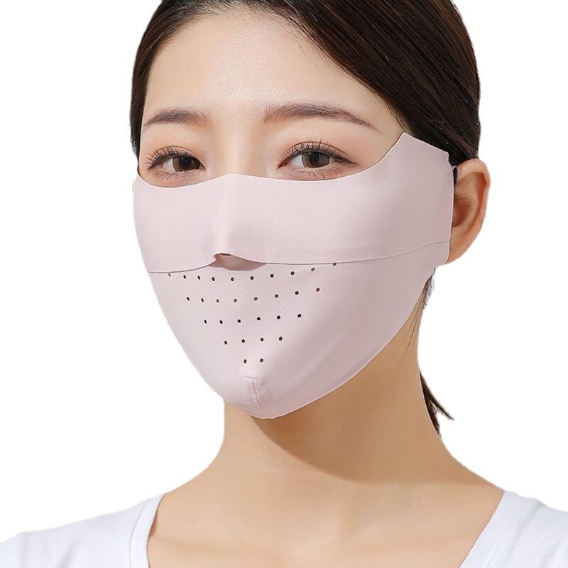 Masker Wajah olahraga, masker wajah pelindung muka anti-debu Cepat Kering bernapas es sutra musim panas