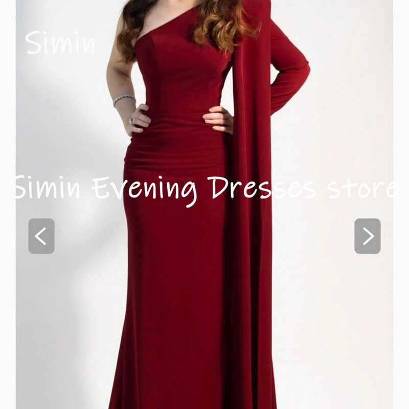Simin Satin Mermaid One-shoulder Formal Prom Gown Populer Floor-length Evening Elegant Party dresses for women 2023