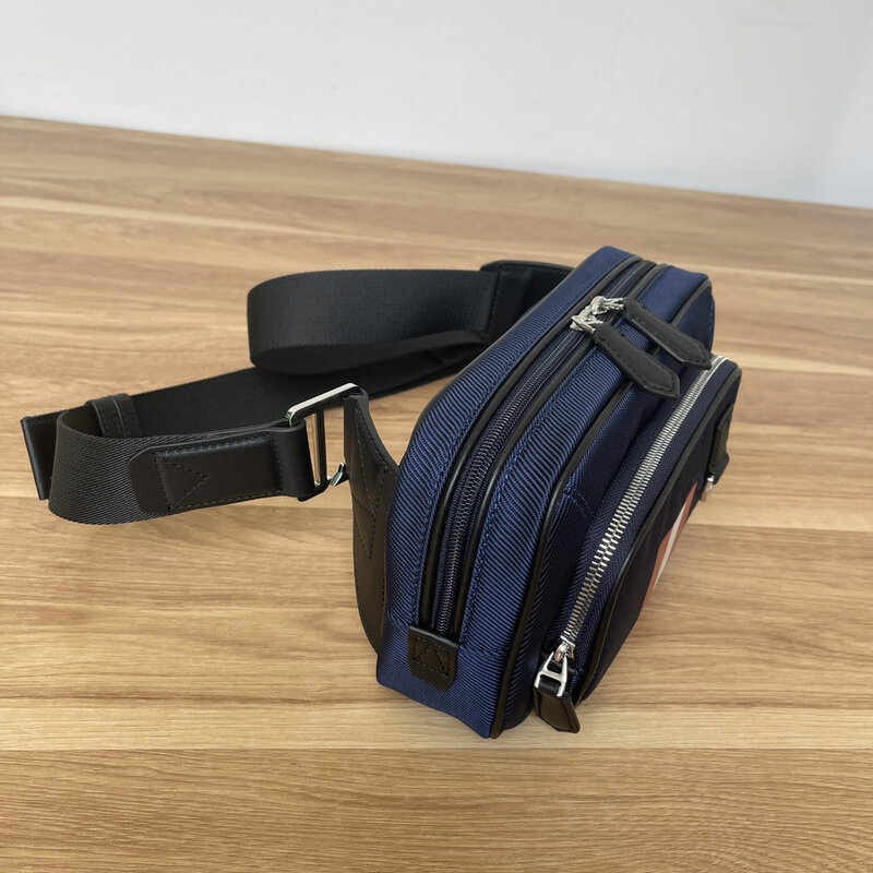 Luxury B Brand Handbag Male Casual Stripe Color Contrast Large Capacity Fashion Square Business Mobile Phone Wrist Bag
