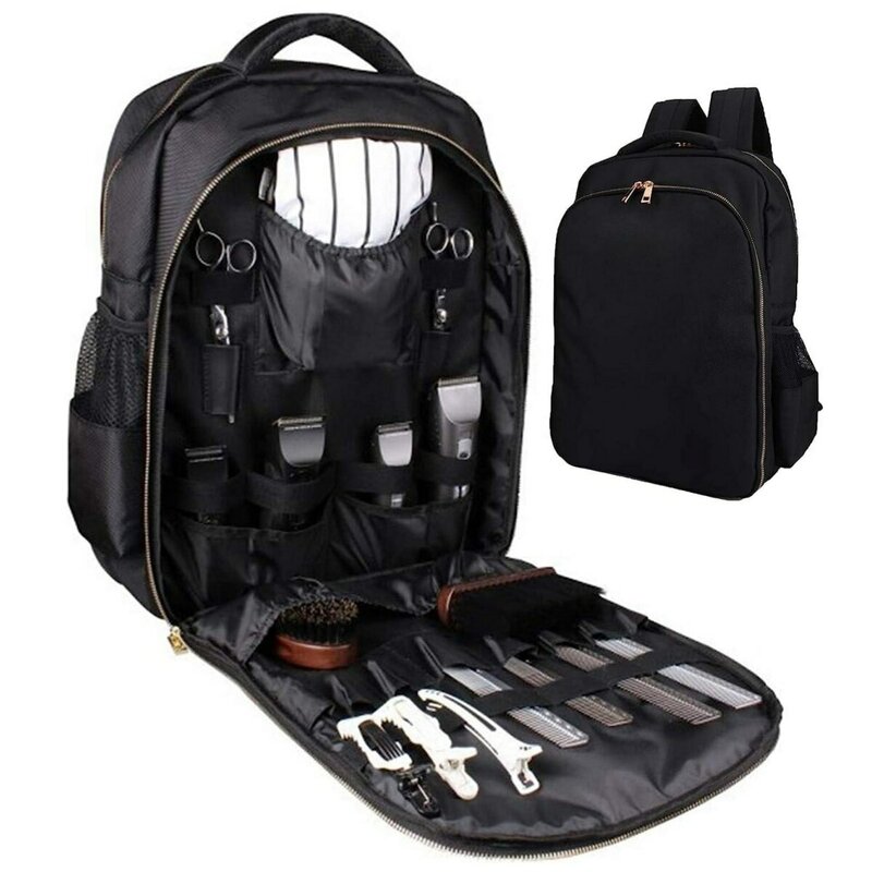 Tas ransel perlengkapan tukang cukur portabel, tas perlengkapan penata rambut, tas traveling kapasitas besar, tas bahu penyimpan Salon