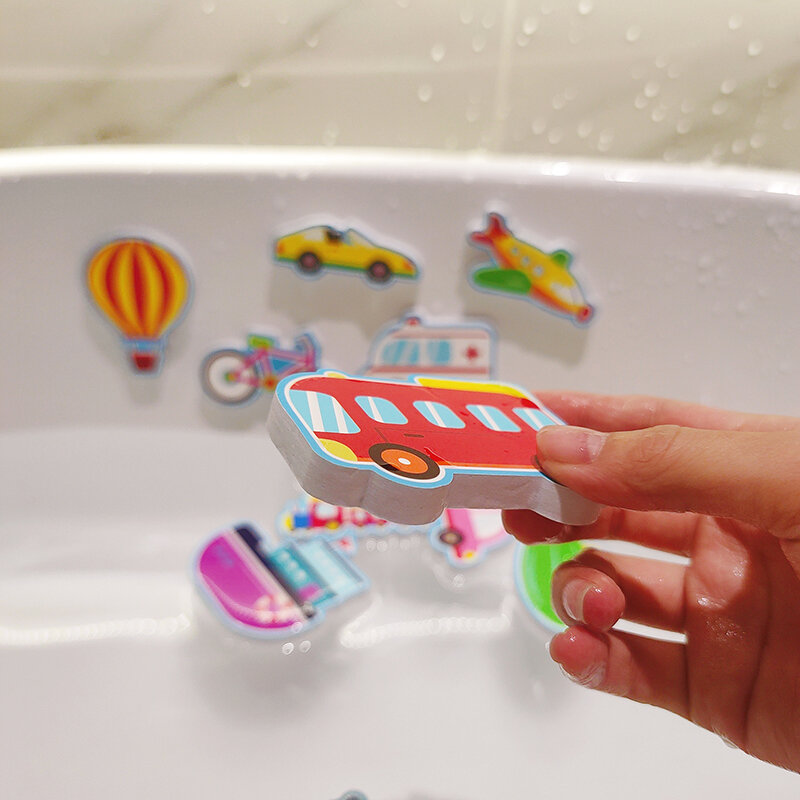 Mainan Mandi Bayi Mobil Perahu Kognitif Mainan Mengambang Busa EVA Teka-teki Mainan Mandi untuk Anak-anak Kamar Mandi Anak-anak Bermain Mainan Permainan Air