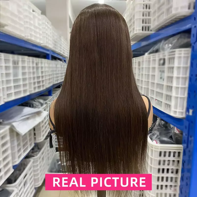 Парик шоколадно-коричневый с фронтальной сеткой HD, парики из малайзийских прямых человеческих волос, парик из цветных человеческих волос 13x4, парик с фронтальной сеткой