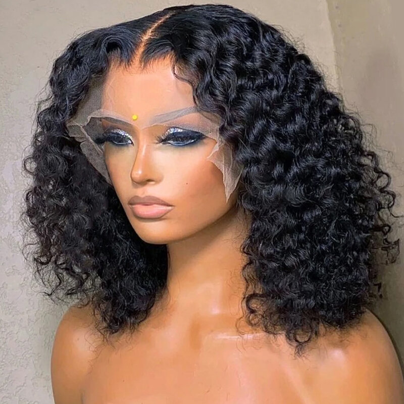 Glueless 100% Human Wigs Water Wave Ready To Wear Short Bob HDTransparent Lace Frontal Wear And Go Wig Deep Curly For Woman Sale