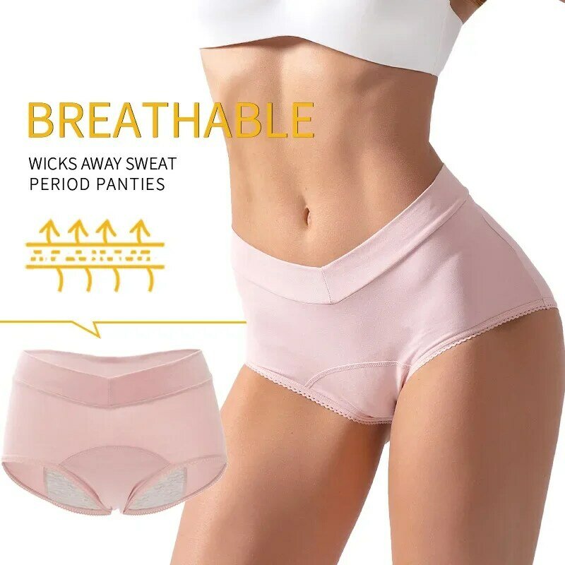 5 PCS Large Size High Waist Period Panties Women's Menstrual Leak-proof Sanitary Underwear
