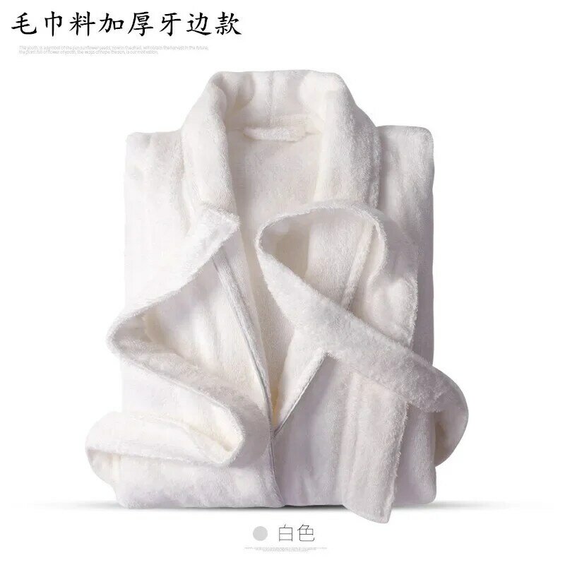 Terry Robe Women 100% Cotton Bathrobe Lovers White Robes Men Bathrobe Solid Towel Fleece Long Sleepwear Bridesmaid Robe Blue