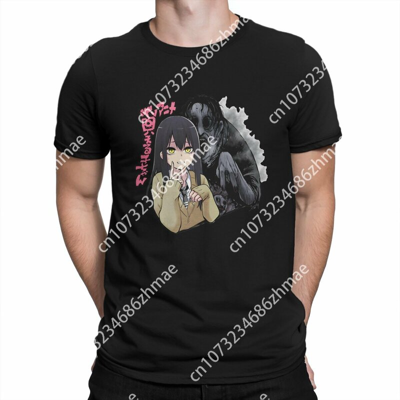 Camiseta de algodón de manga corta para hombre, camisa divertida de Miko Yotsuya de Mieruko Chan, Anime de terror, cuello redondo