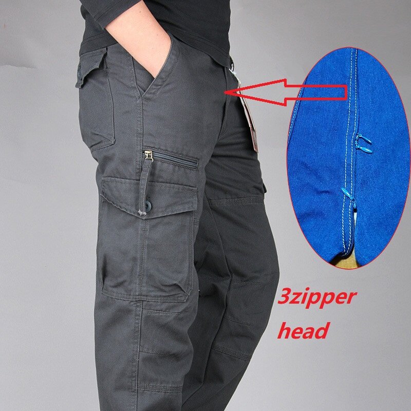 Pantalones tácticos con cremallera para Conductor de coche, ropa de calle con cremallera, color negro, para otoño, Ix9