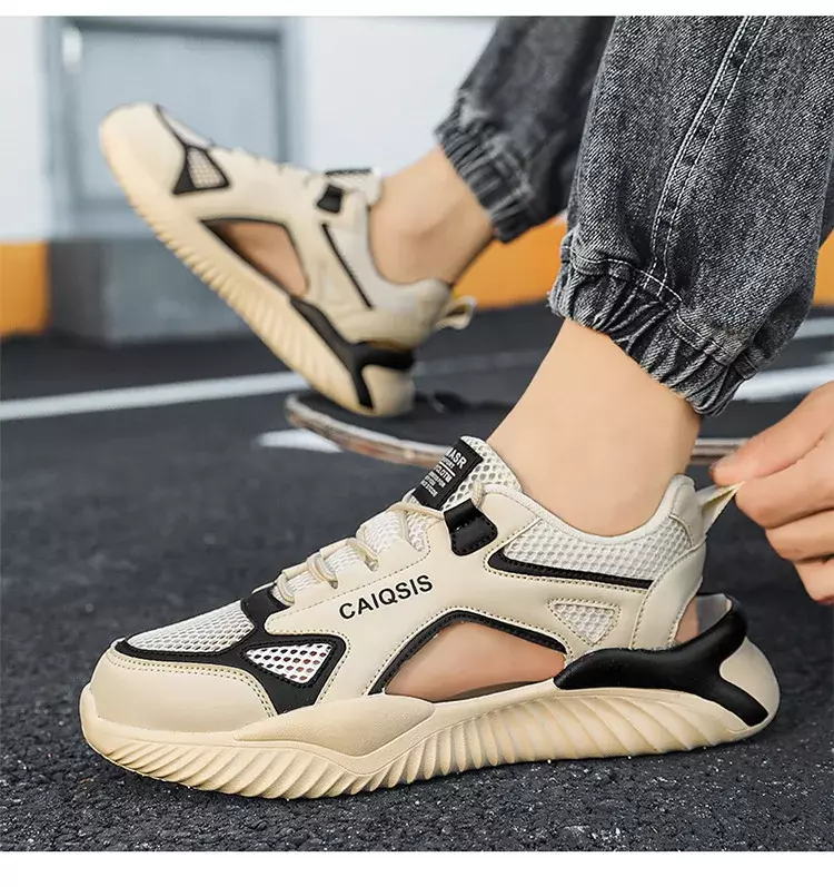 Мужские Нескользящие кроссовки, повседневные спортивные дышащие сандалии для пляжа, дизайнерская обувь, лето 2024