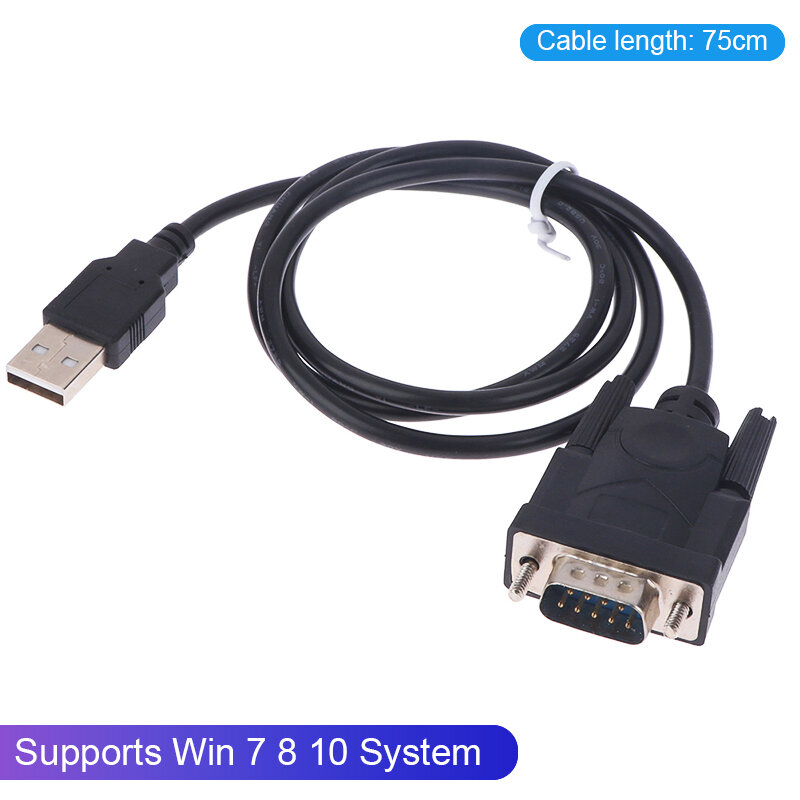 Konverter adaptor kabel, USB RS232 ke DB 9-pin Male Cable Adapter mendukung sistem Win 7 8 10 Pro mendukung berbagai perangkat seri kabel 75cm