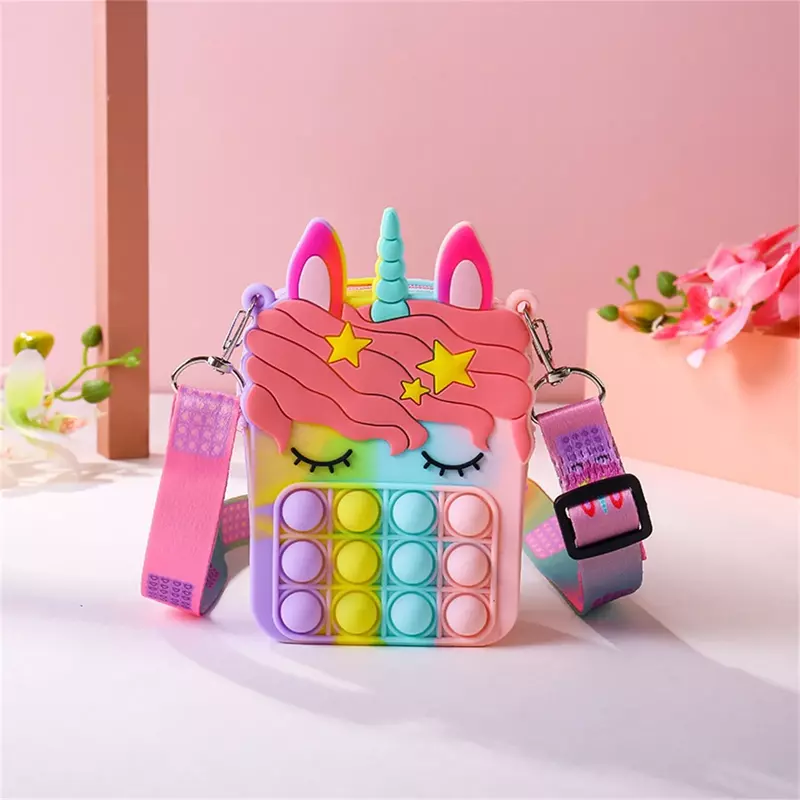 New Messenger Bag for Girls Toys Anti-Stress Push Bubble Simple Dimple Stress Relief Squeeze Toys for Kids