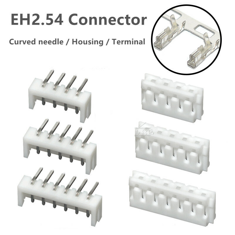 50PCS / LOT EH connector EH2.54 Curved needle Connector Housing Crimping Terminal 2.54MM Pitch Shell 2P 3P 4P 5P 6P 7P 8P 9P 10P