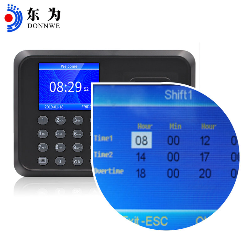 DW-F01 биометрический отпечаток пальца 2,4 дюйма, часы времени посещения, проверка работника, регистратор, простое использование