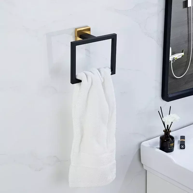 Black Gold Bathroom Shelf kit Stainless Steel Toilet Paper Holder Towel Rack Hook Bathroom Hardwares Organizer Accessories Set