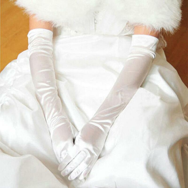 Vestido Formal para mujer, guantes largos de ópera, boda, novia, fiesta de noche, rojo y blanco