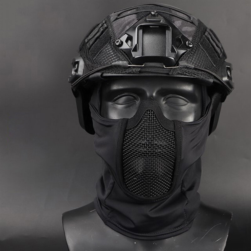 Tactisch Hoofddeksel Masker Militaire Airsoft Paintball Cs Stalen Mesh Full Face Bivakmuts Maskeert Wargame Leger Cycling Soft Face Shield