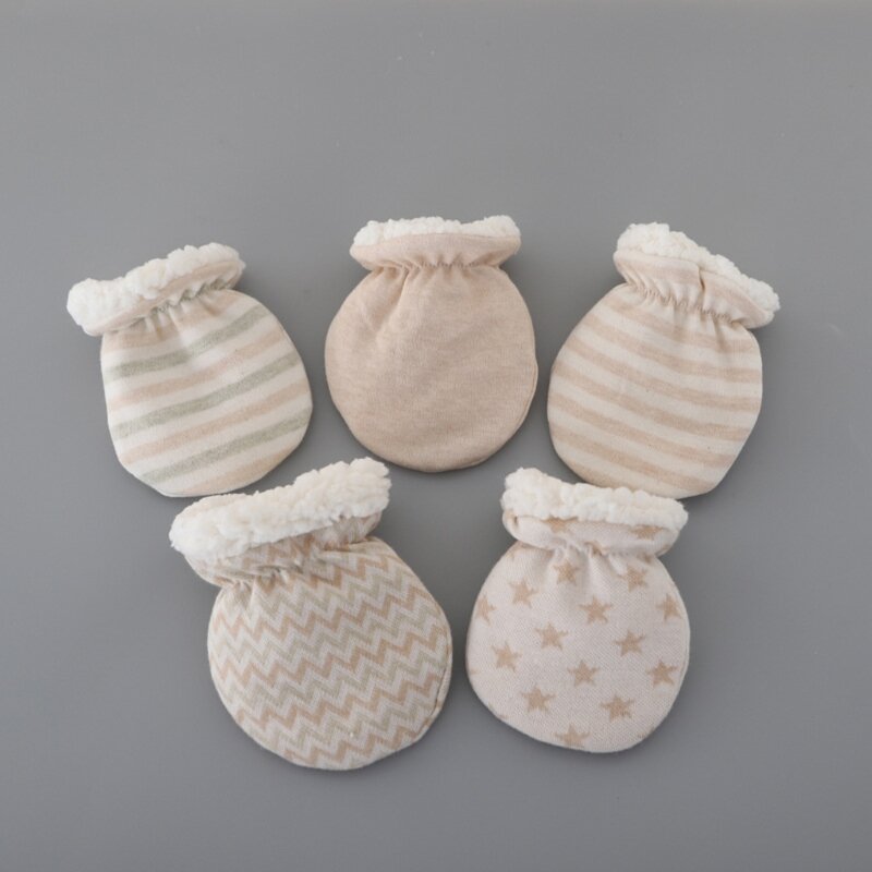 Luvas de bebê recém-nascido de inverno para recém-nascidos de algodão grosso conjuntos de luvas anti-arranhões para proteção