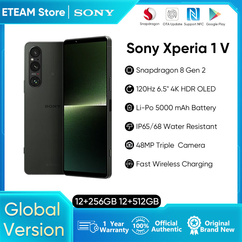 Sony Xperia 1 V 5G Snapdragon 8 Isabel 2, version globale, écran OLED 2023 pouces 6.5Hz, batterie 120 mAh, nouveauté 5000
