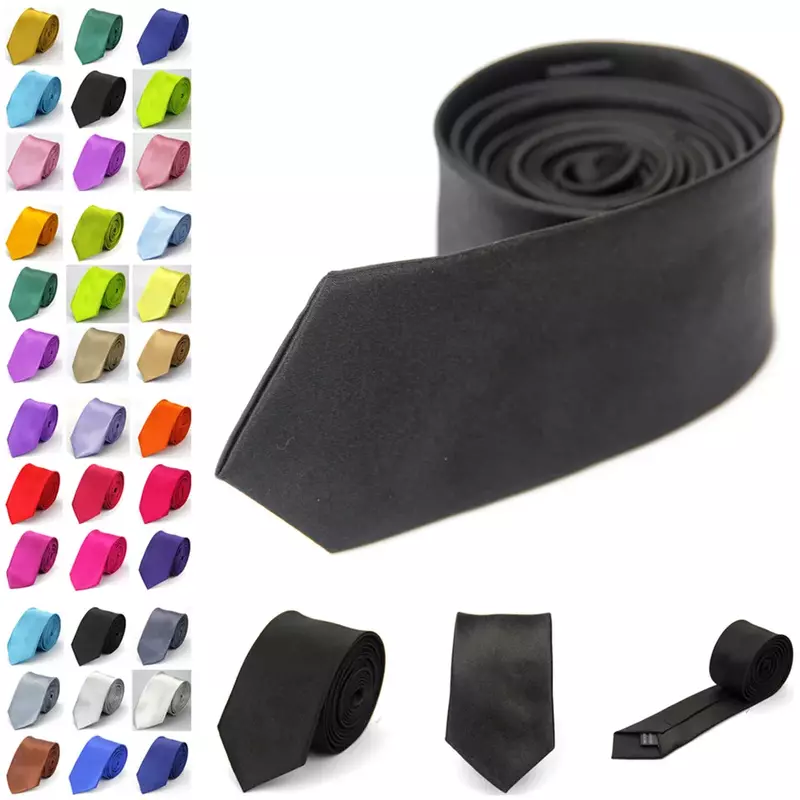 Узкие галстуки для мужчин и женщин, 5 см (2 дюйма), облегающий Свадебный тонкий галстук черного, синего, красного, розового, белого, фиолетового, зеленого, серого цвета с черепом пианино