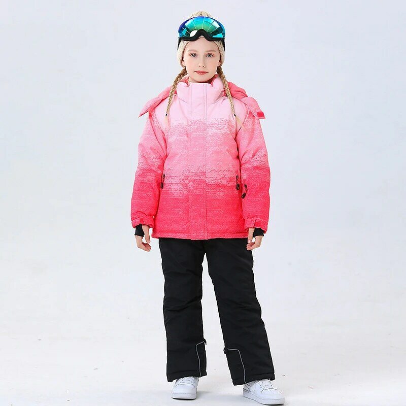 Traje de esquí para niños, conjunto de nieve para cross-country, 100-160cm, 5, 6, 7, 8, 9, 10, 11, 12, 13, 14, 15 años, niños, niñas, todoterreno, cálido, impermeable,-30 ℃
