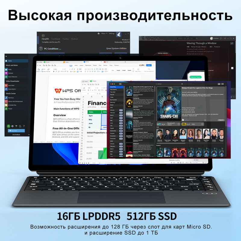14 Zoll Touch 2 in 1 Laptop Intel N100 16GB DDR5 512GB SSD Windows 11 Pro Tastatur mit Hintergrund beleuchtung WLAN 6 mit Office
