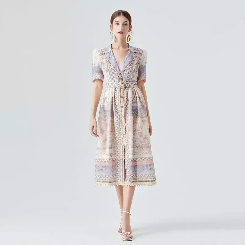 2024 neue echte Schuss Spot australische neue Luxus High-Version Kleid Nähte Spitze schwere Arbeit Perlen Midi-Kleid für Frauen