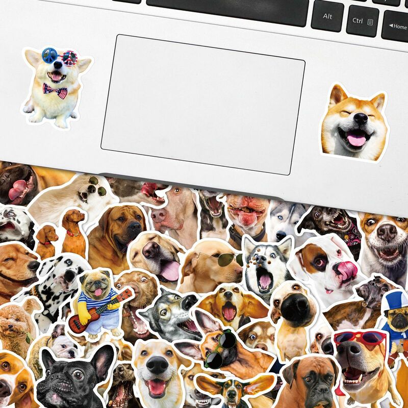 Desenhos animados Realistic Dog Sticker, Animal Graffiti, iPad, Celular, Carro, Guitarra, DIY Wall Sticker, Decoração de brinquedos, Atacado, 10 Pcs, 30 Pcs, 50Pcs