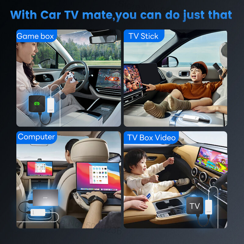 Adaptador CarlinKit HDMI para carro TV Mate Conversor de TV para carro Saída de vídeo HD para decodificadores de TV Sticks Consoles de jogos para carros com CarPlay Plug and Play com fio