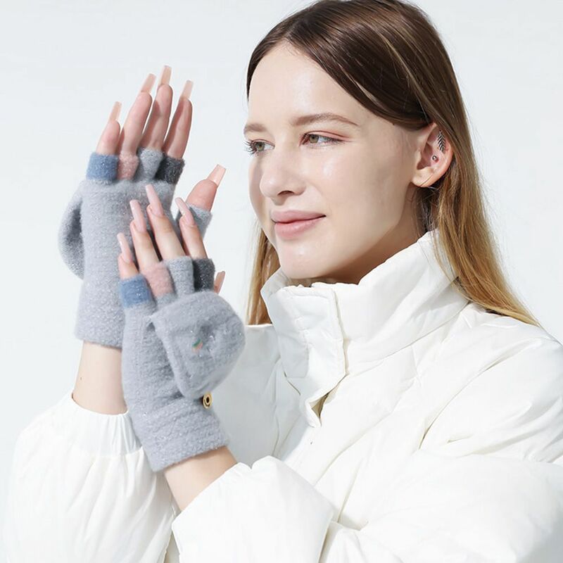Odsłoniętym palcem urocze studentki ciepłe rękawiczki dziewiarskie rękawice rękawiczki do ekranu dotykowego rękawiczki na pół palca