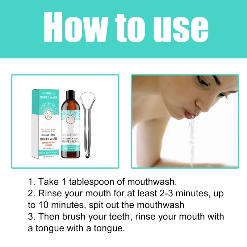 Conveniente conjunto enxaguatório bucal e raspador língua para puxar dentes com hálito fresco C1FF
