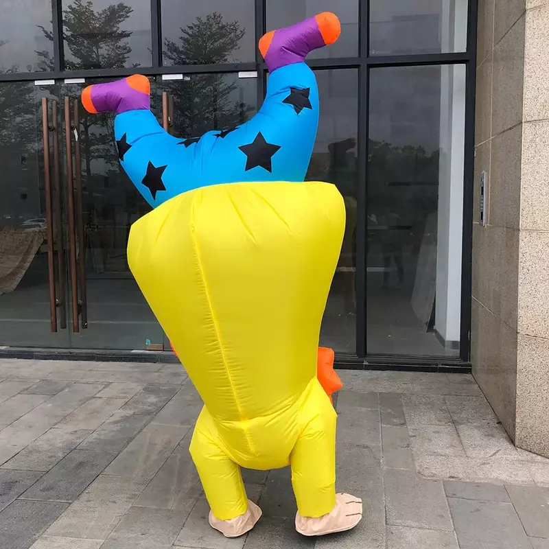 Costume Gonflable de Clown sur Pied, Tenue Amusante, Cosplay d'Halloween, Robe de ix, Vêtements pour Adulte