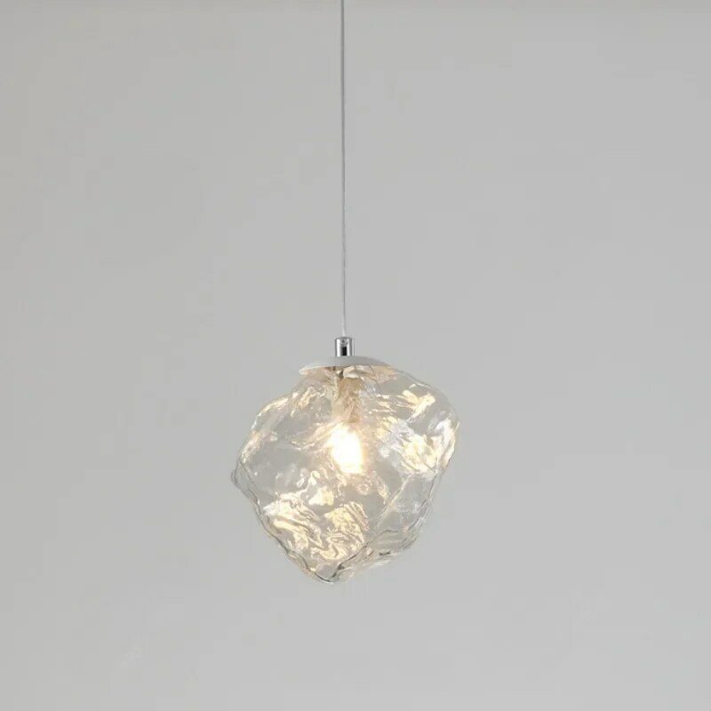 Lampa sufitowa z kostkami lodu 2024 nowa, kreatywna szklana, długa linia, mały żyrandol wykwintna wysoka przepuszczalność lampka nocna