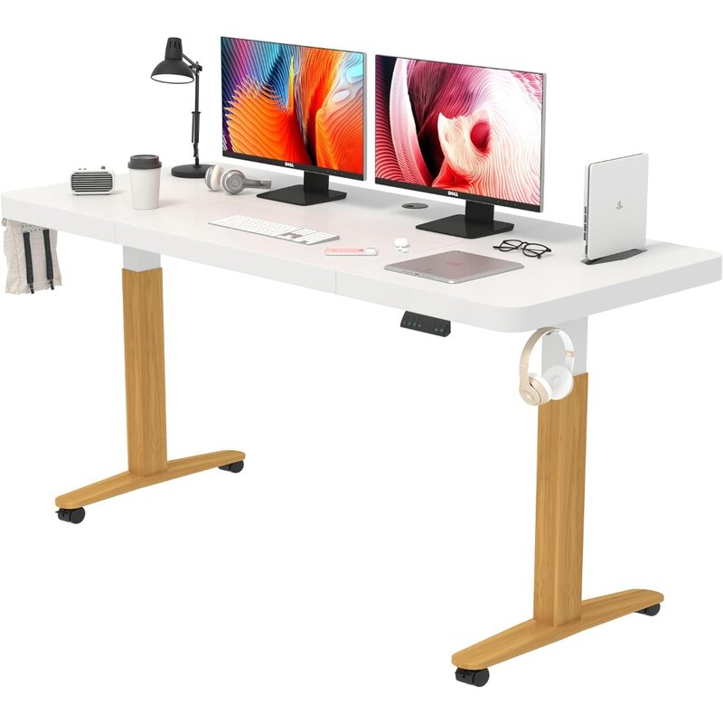Altura ajustável Elétrica Standing Desk, Ergonômico Home Office Sit Stand Up Desk, 55x28 in