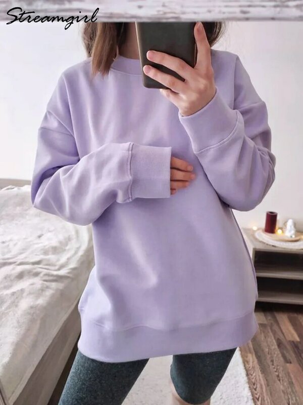 Streamgirl-Sweat-shirt PVD en coton violet pour femme, pulls de style coréen, surdimensionné, printemps, Y-2024