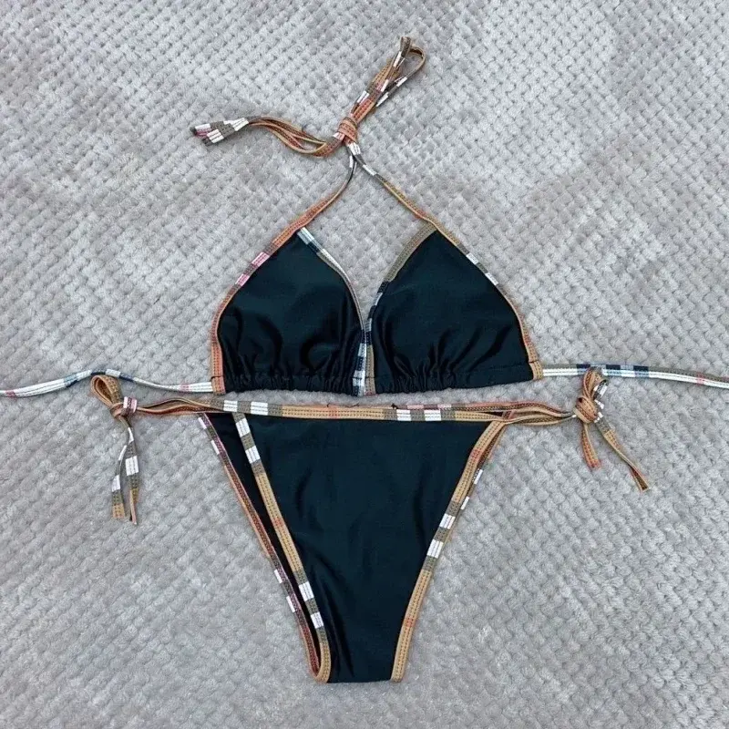 2024 Nowy kostium kąpielowy damski seksowny zestaw bikini w kratkę dwuczęściowe bikini plażowe