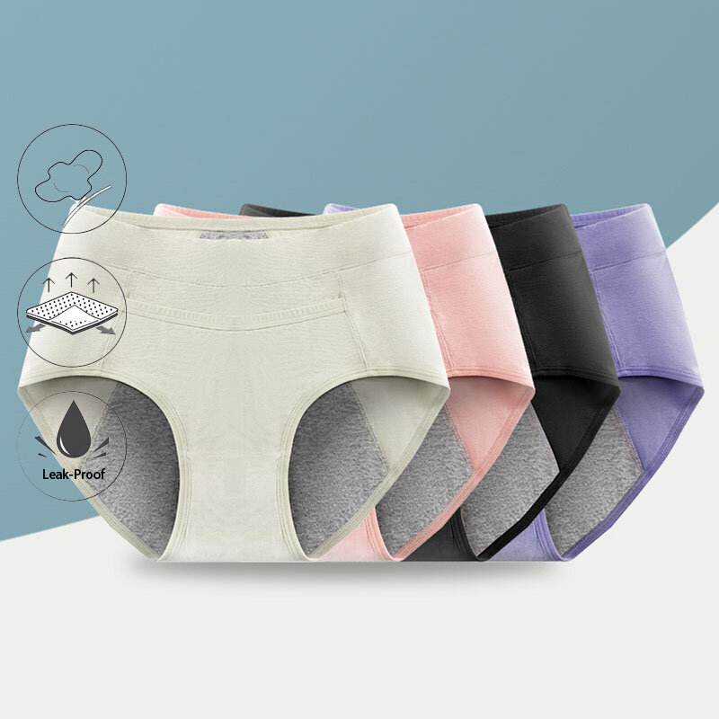 กางเกงในผู้หญิงกางเกงในระบายอากาศได้ดีป้องกันการรั่วซึมผ้าฝ้ายออร์แกนิคเอวกลางแบบเซ็กซี่
