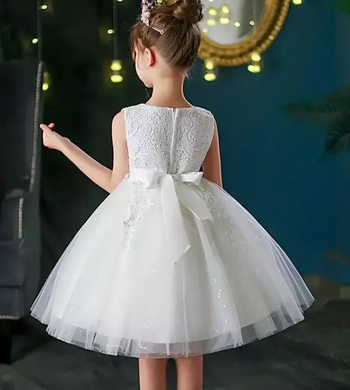 Vestido de gasa esponjosa para niños, elegante vestido de princesa para niña pequeña, anfitrión de cumpleaños, vestido de actuación de piano, Verano