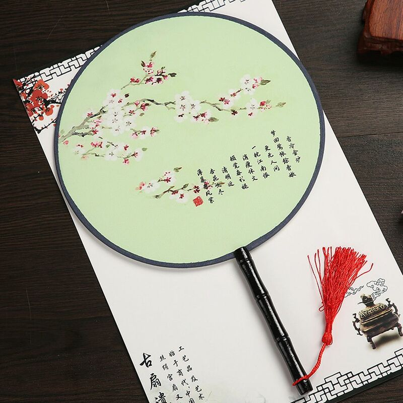 Accessories Silk Wedding Decorative Decoration Prop Printed Round Fan Photography Ornaments Round Hand Fan Embroidery Printing