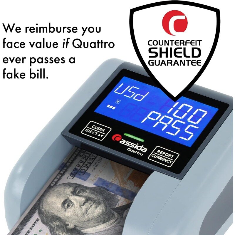 Fast Automatic Currency Counterfeit Detector with Advanced Sensors (UV,MG,IR,MT,WT,Thickness,Size) - All-Orientation Feeding