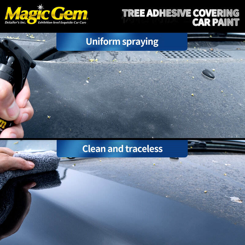 Magic Gem Removedor de aerosol de Bugspray, limpieza de derrames de pájaros de resina para faros de vidrio de pintura de coche BUG REMOVER G04